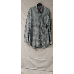 Colo Wear Mens Shirt Button Down Long Sleeve Pocket Flannel Gingham Blue Green L